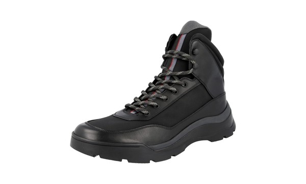 Prada Leder High-Top Sneaker Brixxen Stiefelette Boots Schwarz Neu - 6 40-image