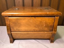 Primitive Antique Wooden Shoe Shine Box Stand Hinged Side Made Lake Geneva