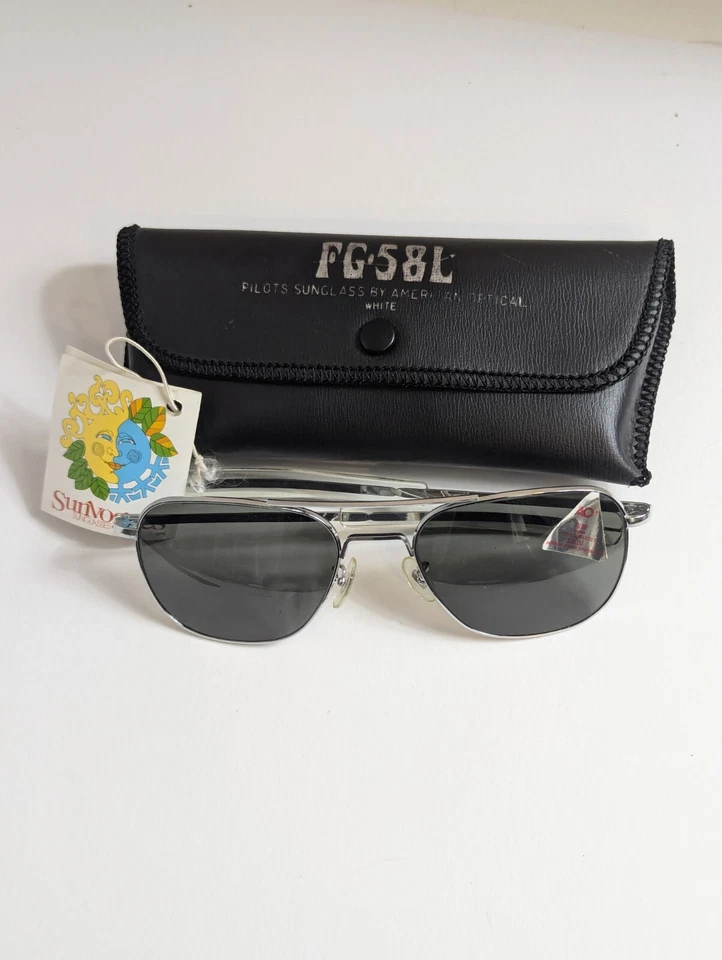 AO Pilot Sunglasses FG-58L – Silver Aviator – NOS – 5.5" – American Optical 🕶✨ - Image 2 of 4