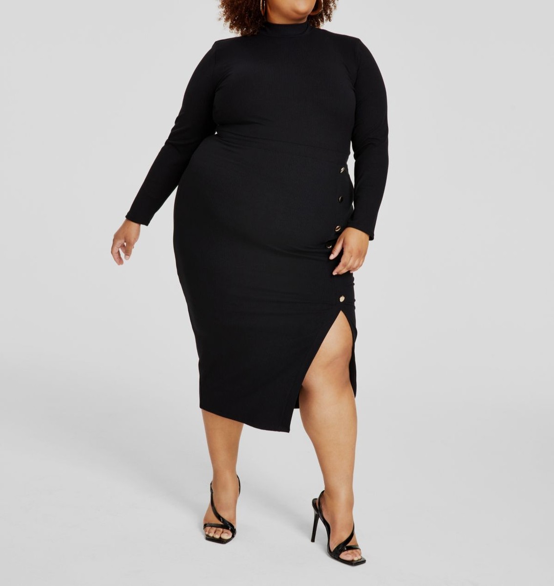 asymmetrical mock neck dress Nina Parker Womens Black Rib Button Plus Size 3X Color:Multi White House Black Market a line graduation dresses Sexy Hollow Out Backless