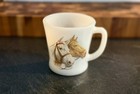 3" ANCHOR HOCKING Fire King With Horses Design On Milk Glass Coffee Mug — photo 1