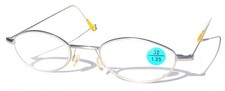 Vintage 90's Mini Oval Metal Reading Glasses 1.75 Silver 