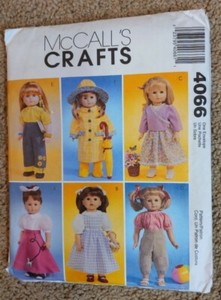 McCall's 4066 Uncut 18" Doll Clothes top, jumper, pants, + Sewing Pattern MINT