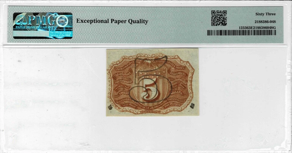 .5 Cent Fractional Currency note--fr.1233--w/Surcharge--PMG CU 63 EPQ - Image 2 of 4