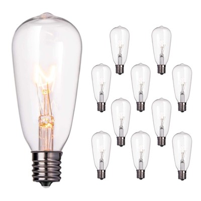 Abeja 10-Pack Edison Light Bulbs, ST40 Clear Edison Light Bulbs, 7 Watt/ E17 ...