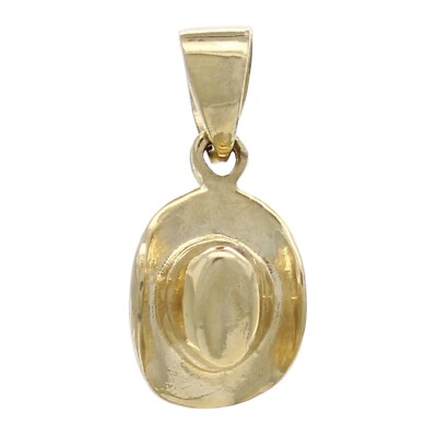14k Gelbgold Rodeo Pferd Cowgirl Hut Cowboyhut 3D Charm Anhänger 1,1 Gramm