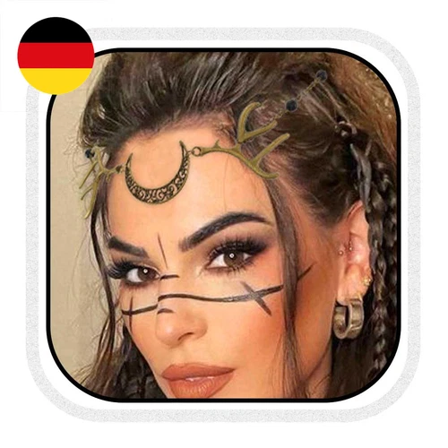 Fashband Boho Mondkopfkette Gold Vintage Kopfschmuck Geweih Festival Haarschmuck