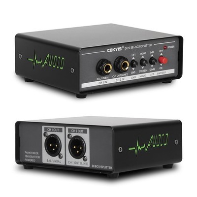 COKYIS Professional stereo DI box/distributor XLR 1/4 inch, high-impedance dual-