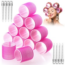 Jumbo Hair Curlers Rollers, 12Pcs 60mm Jumbo Hair Roller Curlers Self Grip Ho...