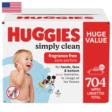 Huggies Simply Clean Unscented Baby Diaper Wipes 11 Flip-Top Packs 704 Wipes