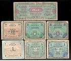 France, Italy, Germany, 1944, Allied Military Authority, Lot of 7 Notes, F-VF!