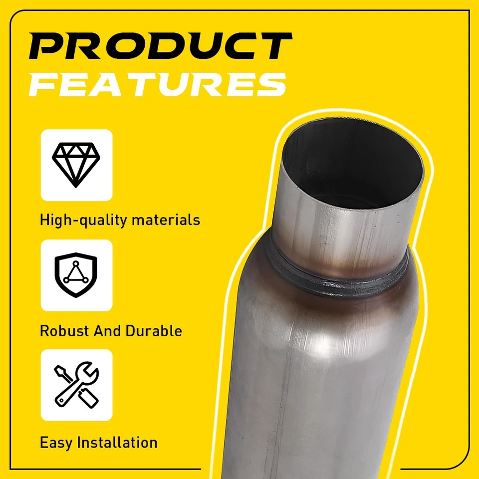 2.5 Inch High Flow Inlet Round Steel Exhaust Resonator Hotdog Muffler 12" Length - image 4 of 4