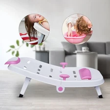 Foldable Toddler Shampoo Chair Adjustable Kids Hair Washing Chair with Headrest