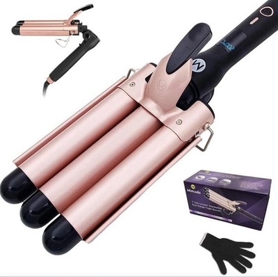 Triple Barrel Lockenstab Hair Waver 25 mm Eisen faltbar für lose Beachy Wellen