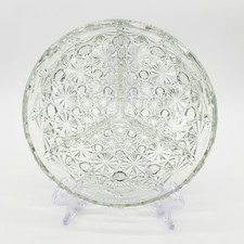 Vintage Luxhem De Veropa French Crystal Divided Dish Starburst & Daisy And Butto