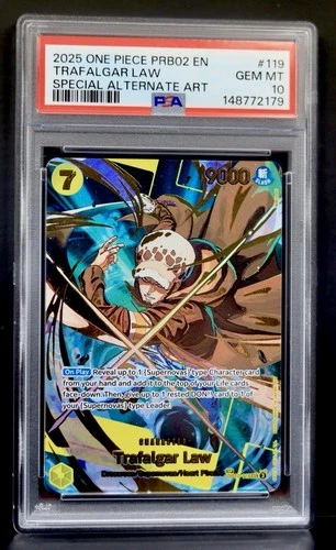 One Piece Trafalgar Law OP10-119 PRB02 SPECIAL SEC Alternate Alt Art 119 PSA 10