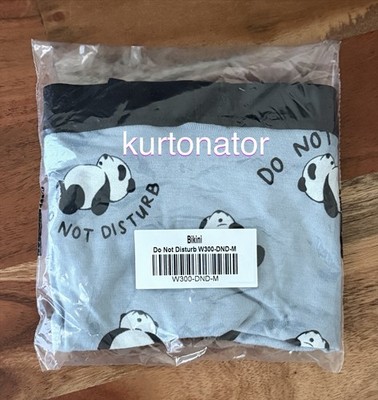 MeUndies Panda DO NOT DISTURB Gray Bikini Panty NEW Size M Thread Flaw pic3