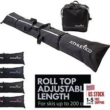 Ski Bag and Ski Boot Bag Combo - Ski Bags for Air Travel Black with White Trim