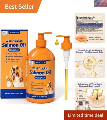 All-Natural Salmon Oil 16oz   Omega 3 for Dogs & Cats  Heart & Immune Health