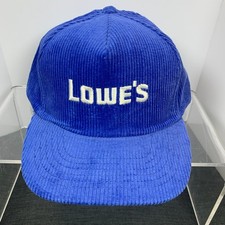 Vintage Lowe's Blue Corduroy Snapback Hat Made USA