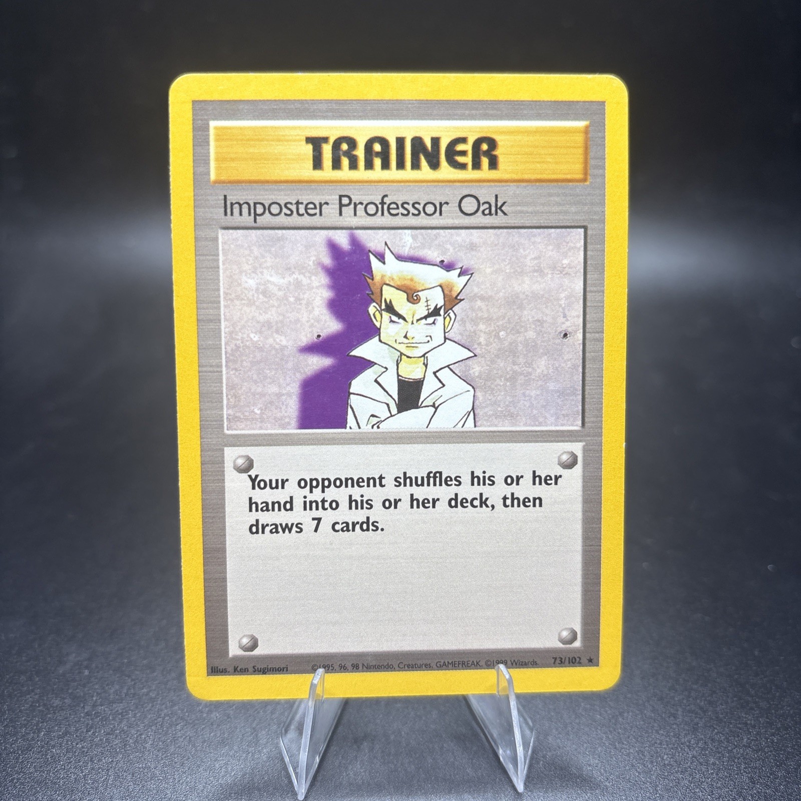 IMPOSTER PROFESSOR OAK - 73/102 - Base Set - Pokemon Card - LP -j