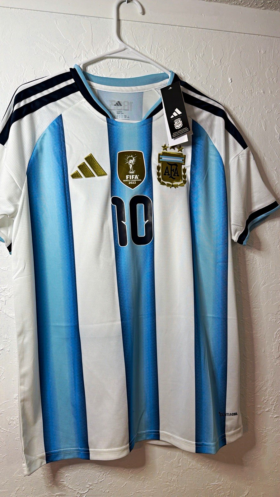 adidas Argentina Lionel Messi #10 Soccer Jersey White/Blue Men size S FIFA 22