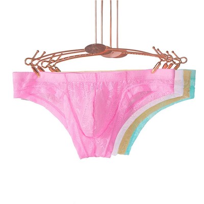 Niedriger Bund Herren Unterwäsche atmungsaktiv Spitze Slip mit durchsichtigem Design