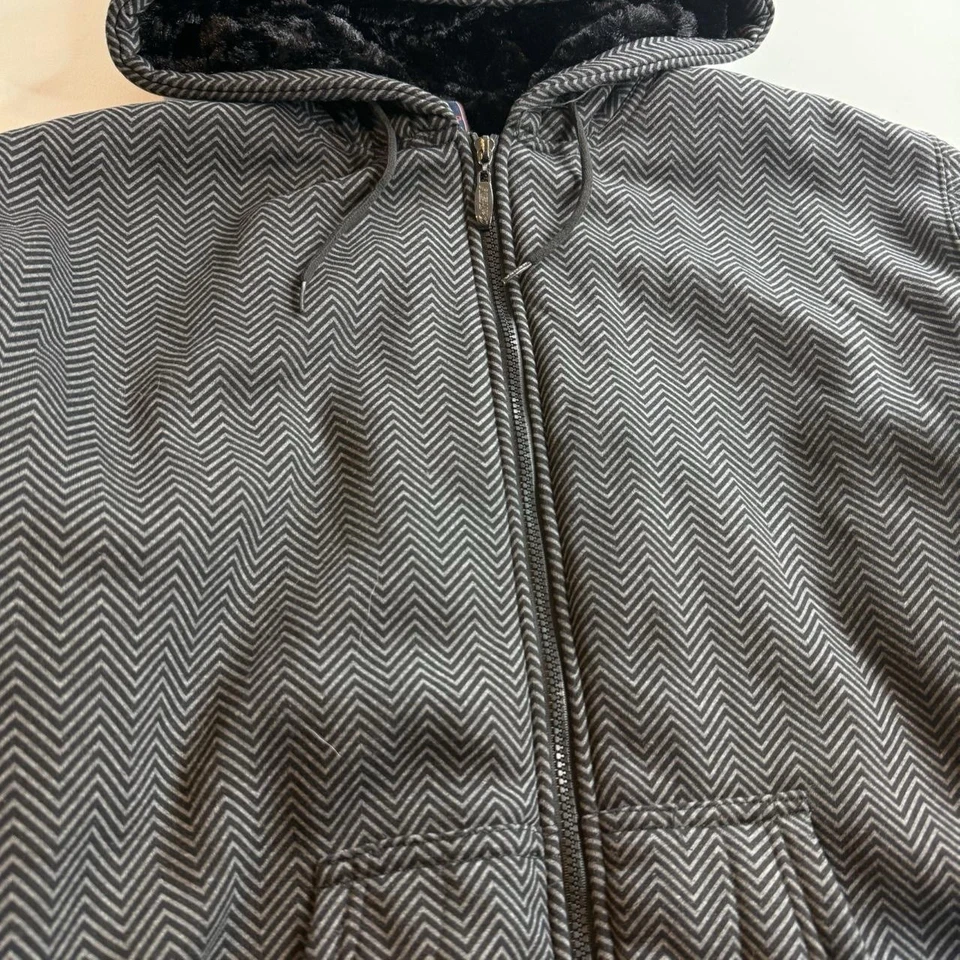 Y2K Kenpo Black Hooded Jacket Full Zip Sweater Men Size Large Volition Fur Lined - Image 4 of 4