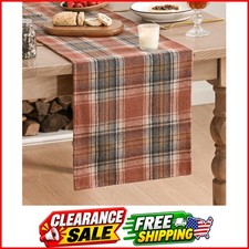 Charming 13x72 Inch Rust Plaid Table Runner Machine Washable Convenience