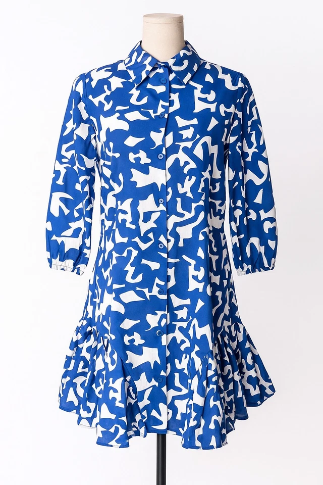 Robe chemisier courte Goa Paris Collection femme bleu et blanc - Taille M Neuf - Photo 1/1