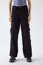 BDG Urban Outfitters Black Denim Y2K Cargo Pants Pockets Relaxed Skate Size 26
