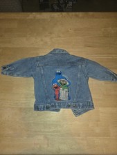 Vintage Sesame Street Denim Jean Jacket Toddler 12M Oscar Elmo Cookie Monster
