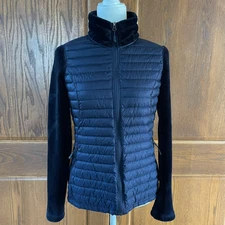 32 degrees Heat Womens Puffer Jacket Small Blue Black Lightweight Down Quilted