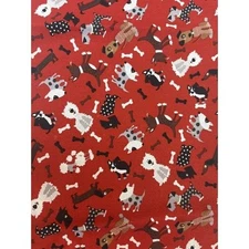 1 Yard Dogs & bones fabric  - Red - 100% Cotton - joann Fabrics -36 X 44"