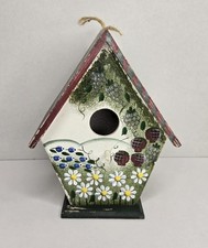 Hand-Painted Wooden Birdhouse Garden Design FLAWS See Pictures 8.5" Country Deco