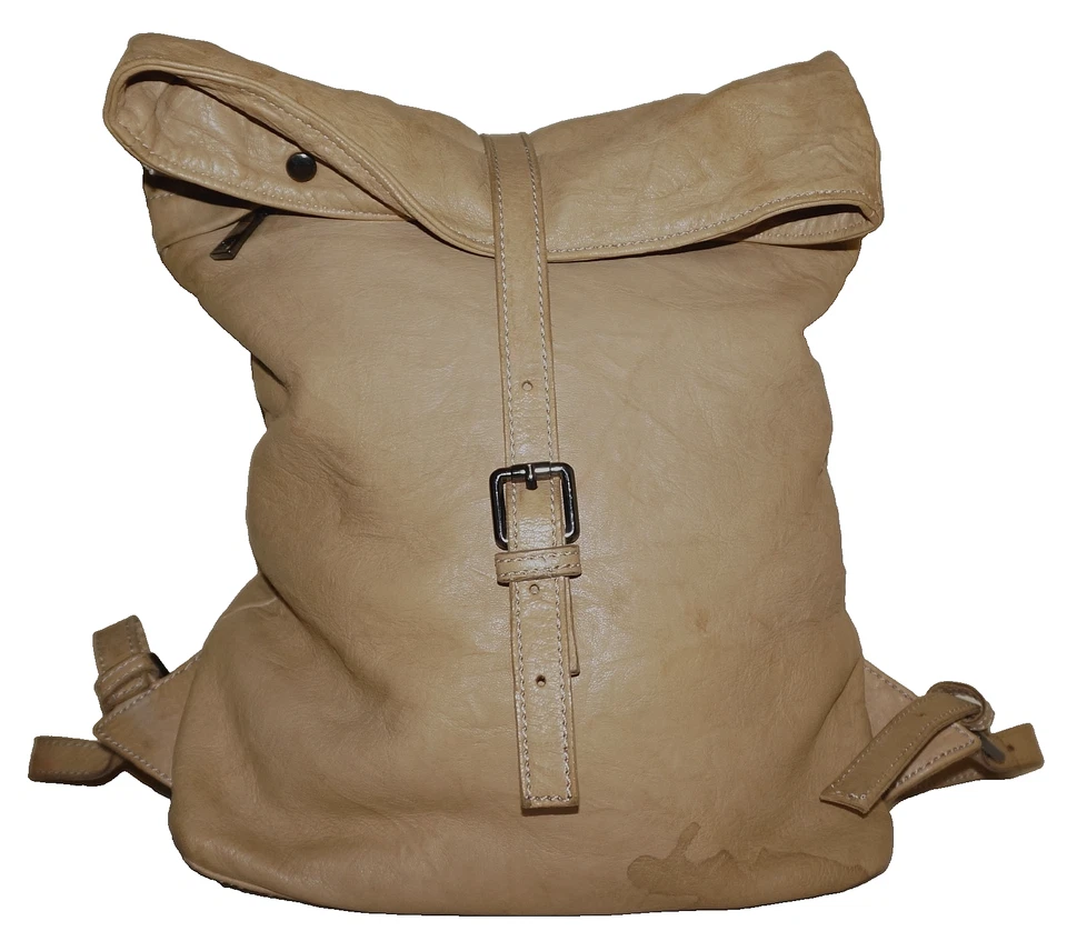 SOHO BAGS Large Tan-Beige Soft Leather Backpack 18x11 ITALY - Image 2 of 4