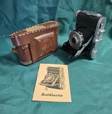 Balda Baldinette German 35mm Folding Camera w Leather Case  Instruction Booklet