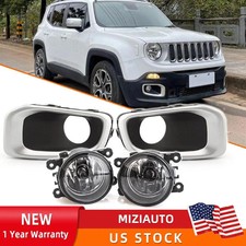 Front Fog Light Bumper Driving Lamp W Cover Bezels For Jeep Renegade 2015-2018 Front Fog Light Bumper Driving Lamp W Cover Bezels For Jeep Renegade 2015-2018