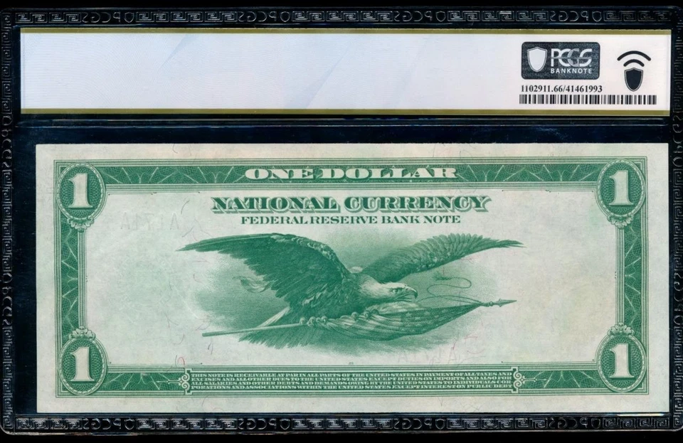 AC  Fr 708 1918 $1 FRBN Boston PCGS 66 PPQ low serial A171A - Image 2 of 2
