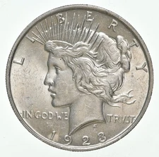 (1) BU 1923 (P) Peace Silver Dollar $1 Unc MS 90% - Dripping with Luster