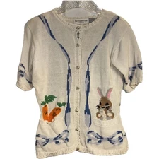 The Eagles Eye S Easter Bunny Sweater Cardigan Short Sleeve Vintage Pearl Button