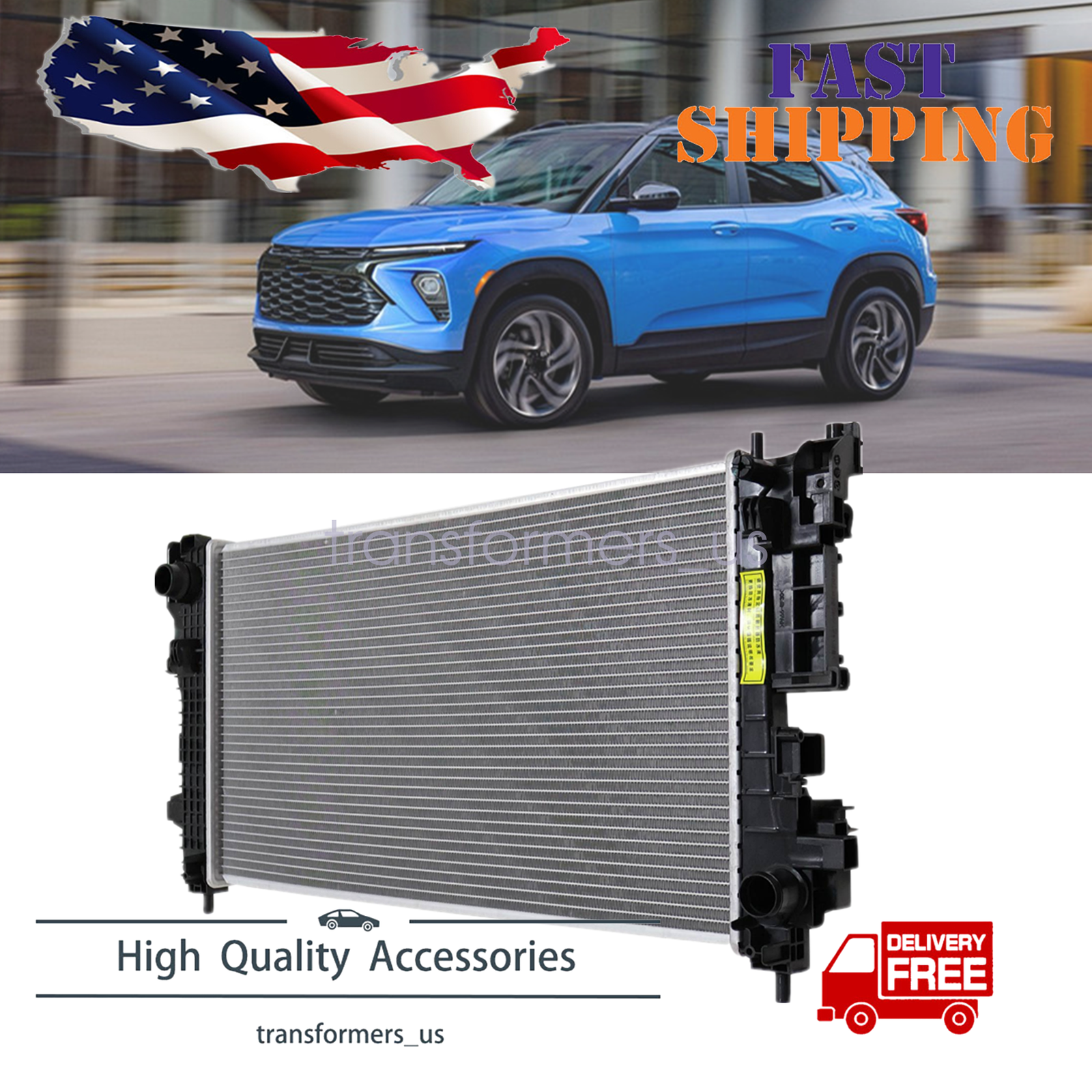 1X Radiator w/o Oil Cooler For Chevrolet Trailblazer Buick Encore GX 2021-2025