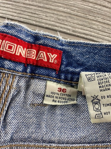 Union Bay Men's Size 36 Denim Shorts Cargo Pocket Medium Blue Y2K Baggy VTG . - Picture 8 of 8