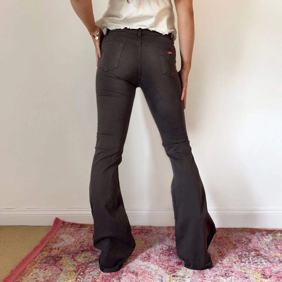 Super Tommy Miss Sixty Flared Trousers - 29W UK 8 Brown Cotton Blend - Image 3 of 4