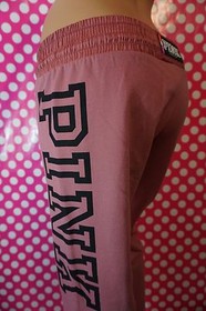 VICTORIA'S SECRET PINK SOFT BEGONIA WITH BLACK LOGO GYM PANT SWEATPANT M