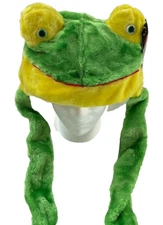 Frog Cartoon Hat Winter Fluffy Plush Long Mitten Cap Earmuff Long Pawn