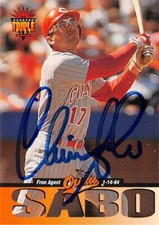 Chris Sabo autographed baseball card Reds Orioles 1991 Donruss Triple Play #153
