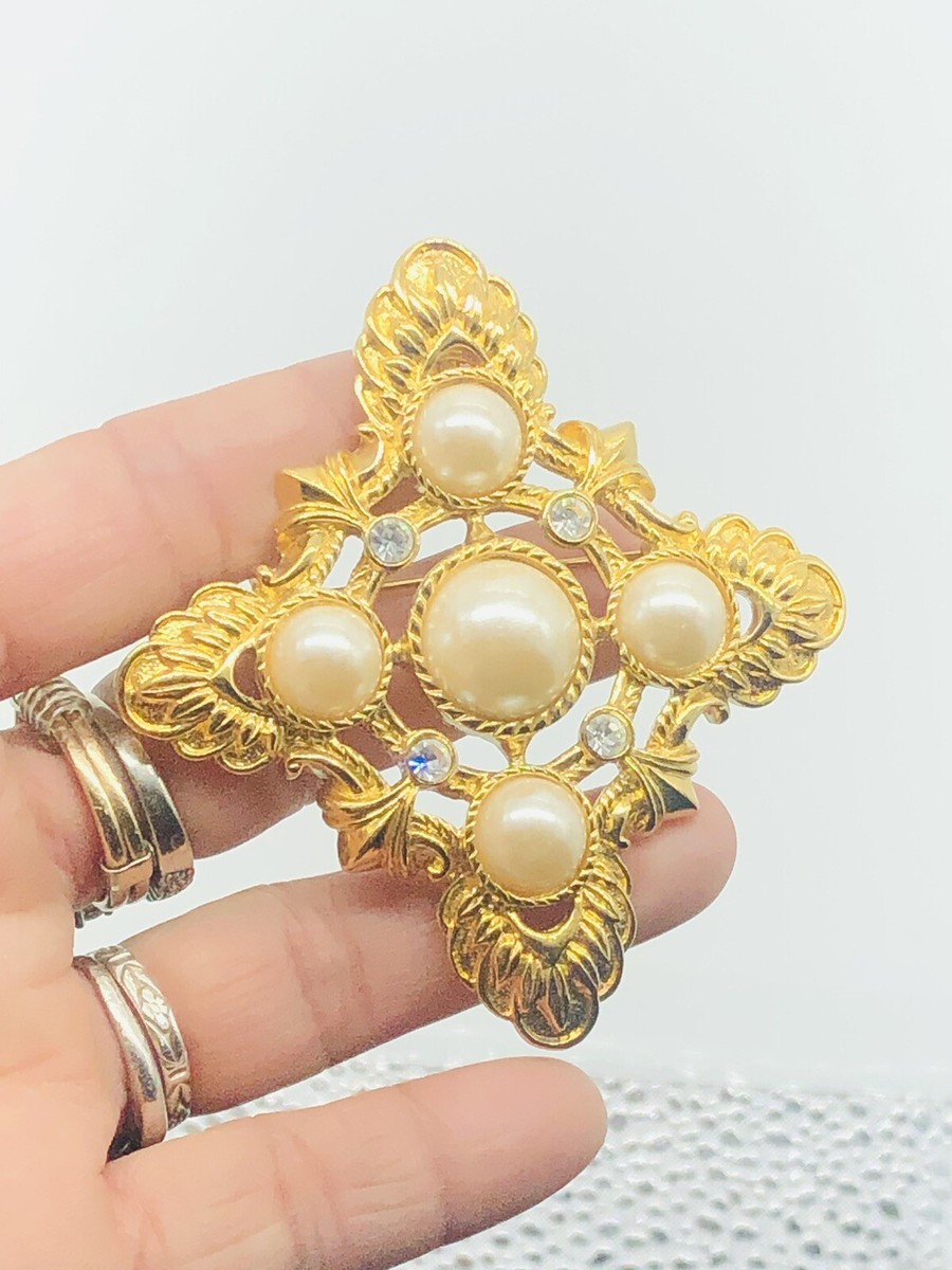 KJL For Avon Maltese Cross Brooch Pendant Kenneth J Lane Faux