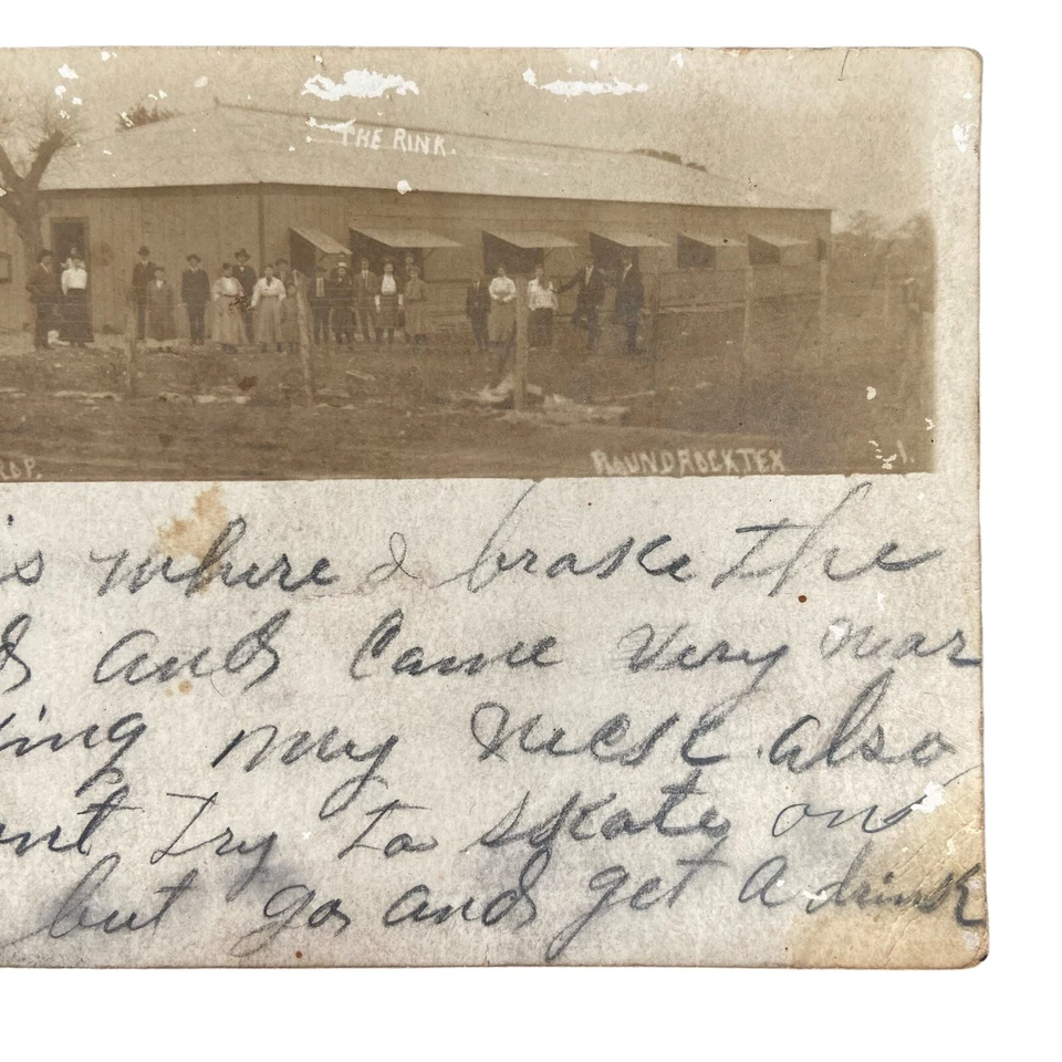 Postcard TX Round Rock THE RINK Roller Skate Ice Skating Real Photo RPPC 1907 - Image 3 of 4