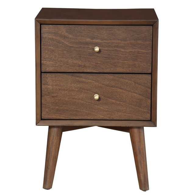 Espresso 2 Drawer Wood Nightstand Modern Minimalistic For Sale Online Ebay